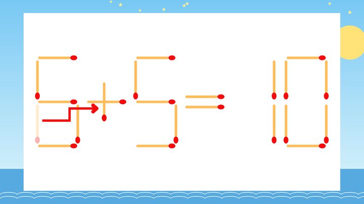 【マッチ棒クイズ】1本だけ動かして正しい式に：6-5=10？の解答画像
