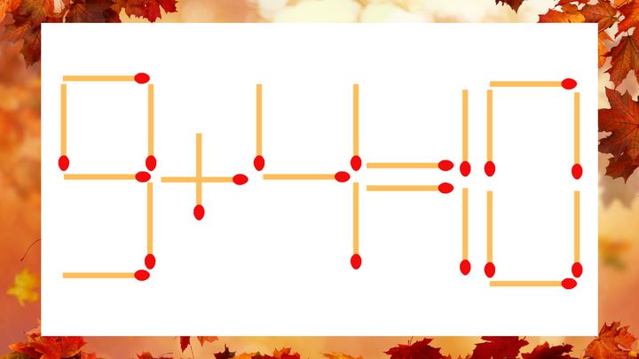 【マッチ棒クイズ】1本だけ動かして正しい式に：9＋4＝10？の問題画像