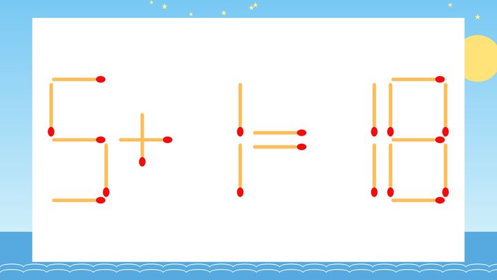【マッチ棒クイズ】1本だけ動かして正しい式に：5+1=18？の問題画像