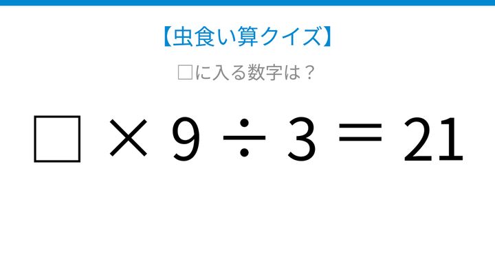 【虫食い算クイズ】□に入る数字は？論理で解ける！の問題画像