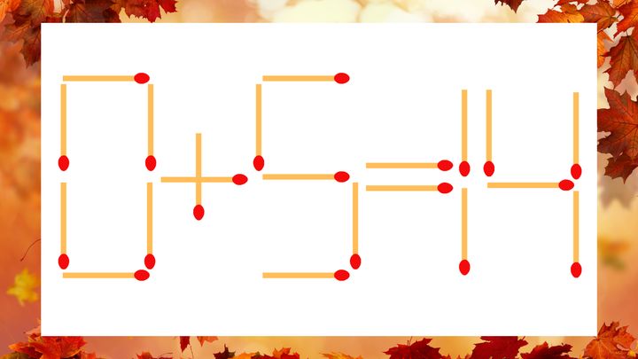 【マッチ棒クイズ】1本だけ動かして正しい式に：0＋5＝14？の問題画像