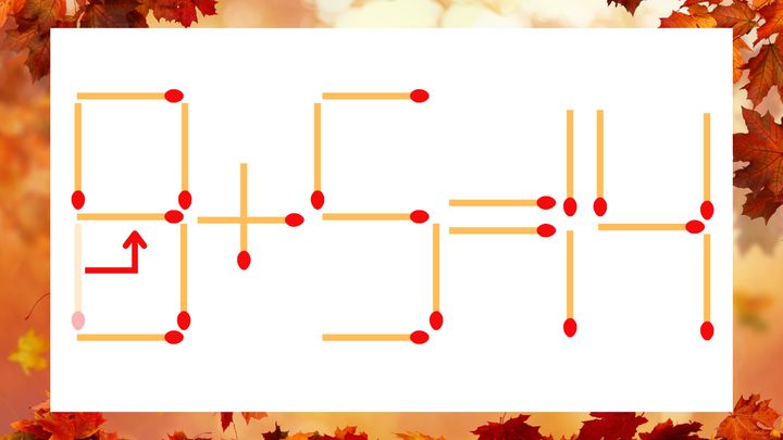 【マッチ棒クイズ】1本だけ動かして正しい式に：0＋5＝14？の解答画像