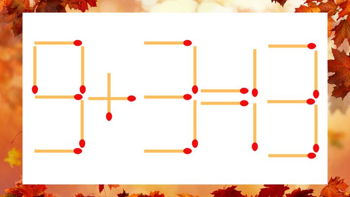 【マッチ棒クイズ】1本だけ動かして正しい式に：9＋3＝13？の問題画像