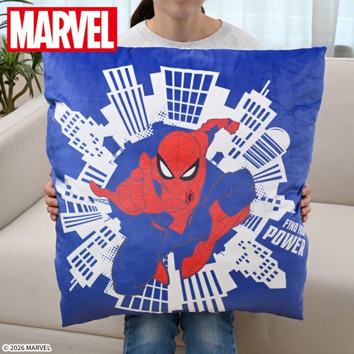 MARVEL スーパーギガザッカぐらもっちクッション スパイダーマン（ブルー×ホワイト） サイズ感