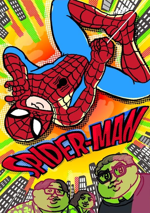 【写真を見る】可哀想に！がスパイダーマンを描き下ろし！こだわりはビビットな色遣いと構図 イラスト/可哀想に！