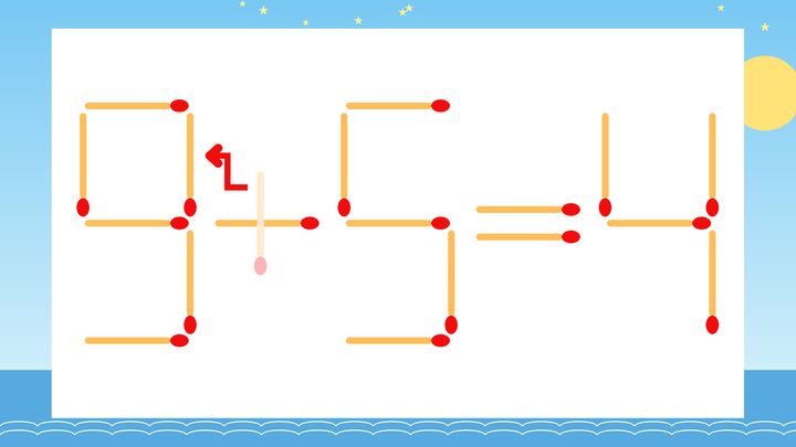 【マッチ棒クイズ】1本だけ動かして正しい式に：5+5=4？の解答画像