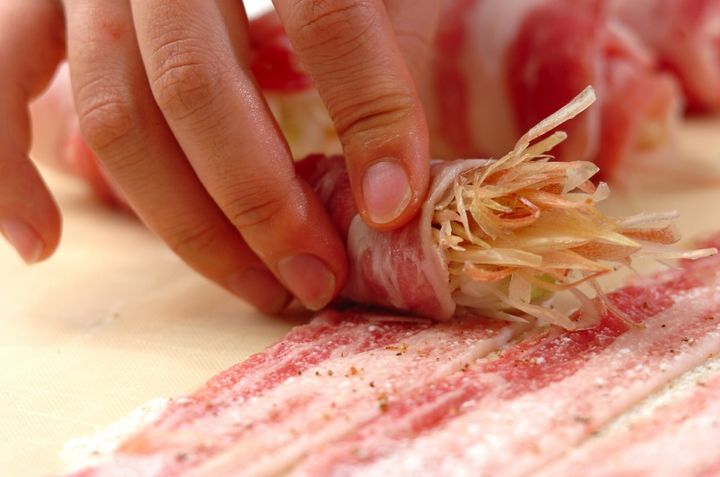 豚肉の薬味巻きの作り方1