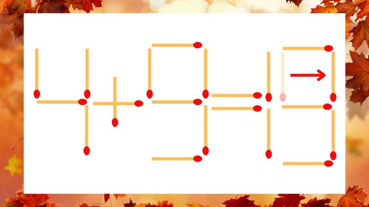 【マッチ棒クイズ】1本だけ動かして正しい式に：4＋9＝15？の解答画像