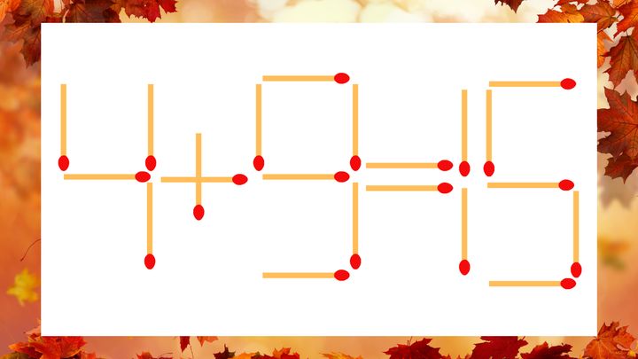 【マッチ棒クイズ】1本だけ動かして正しい式に：4＋9＝15？の問題画像
