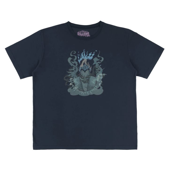 「HADES」ロゴと青い炎がデザインされたネイビーのTシャツ