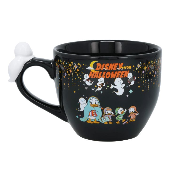 ドナルドと甥っ子3人、おばけの楽団を描いたマグカップの背面
