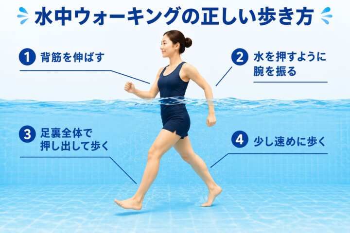 水中ウォーキングの歩き方