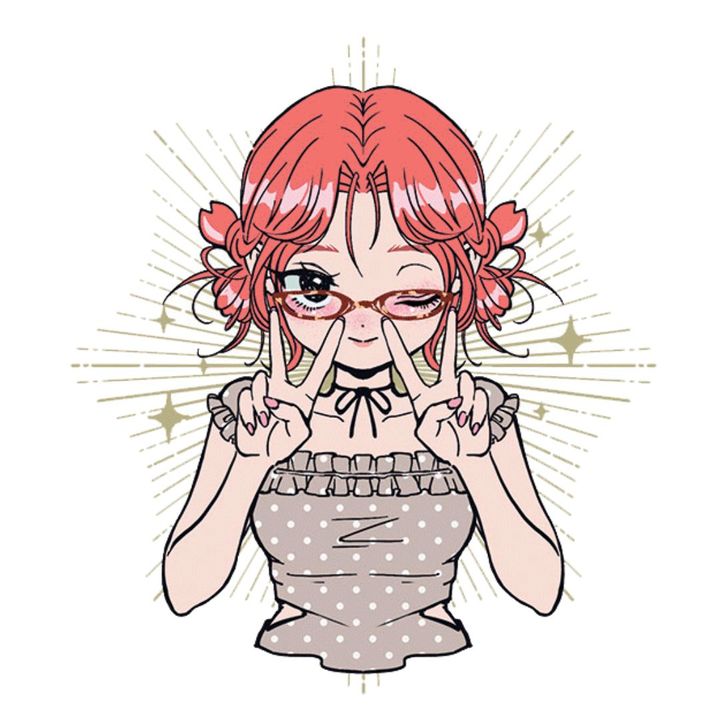 蟹座の今月の運勢をイメージした、メガネをかけたガールズイラスト
