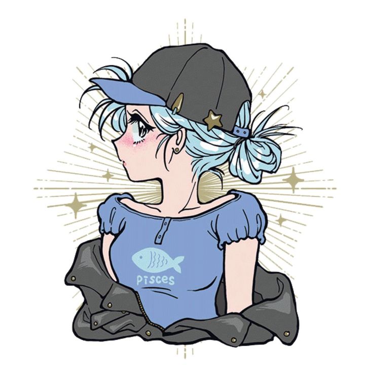 魚座の今月の運勢を表現した、横顔が印象的なやさしくロマンティックなイラスト