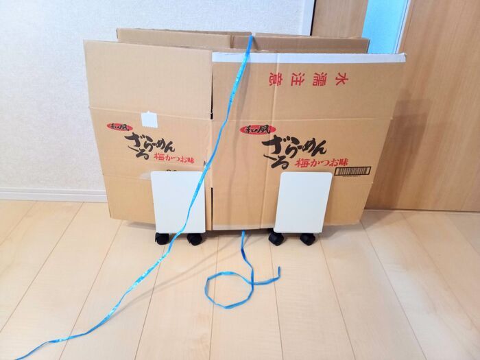 総額550円で完成！？ダイソーだけで『段ボールストッカー』が完成。使い勝手バツグンです！
