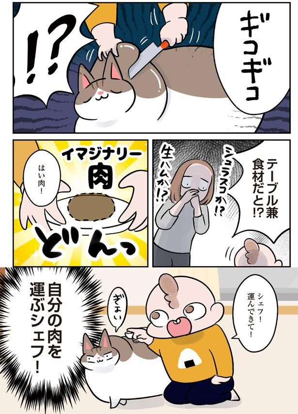 テーブル兼食材だと！？ （C）こばん／KADOKAWA