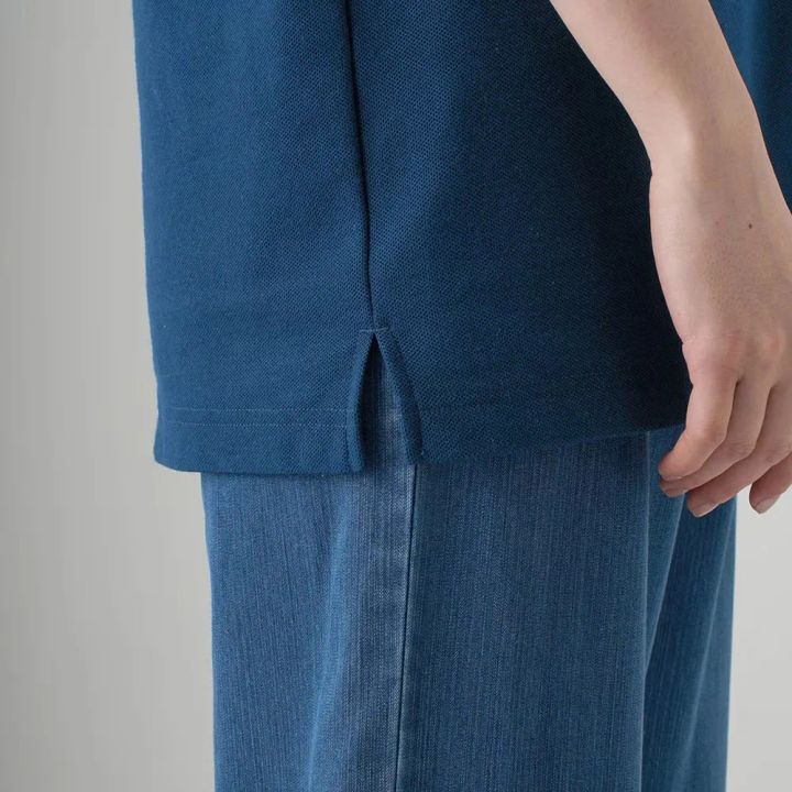 刺繍ポロシャツ ミッキー 裾スリット