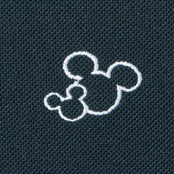 刺繍ポロシャツ ミッキーモチーフ ブラック デザインアップ
