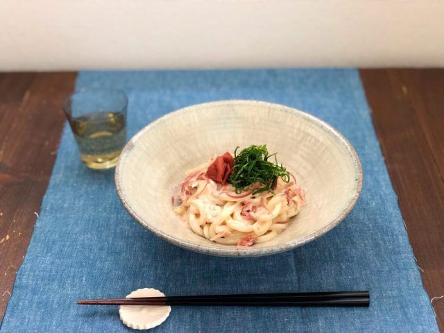 梅マヨ混ぜうどん