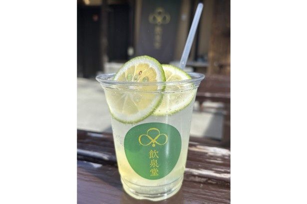 飲泉堂ではカボスサイダー(580円)や地獄の釜出しプリン(300円)などもある 画像提供：ひょうたん温泉