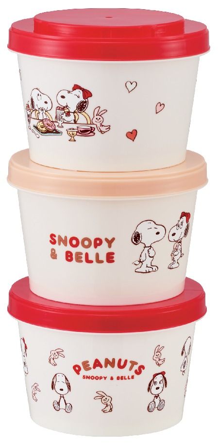 スケーター SNOOPY＆BELLE ジョイント式薄肉保存容器3Pセット
