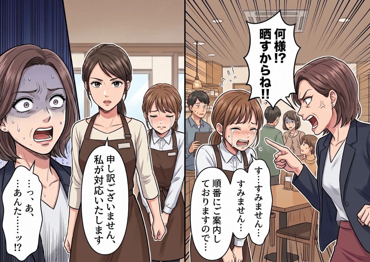 「誰よりも私を優先しなさいよ！」混雑するカフェで同僚に詰め寄る最悪なクレーマー。見かねて私が対応に出た途端、なぜか相手の顔色が変わって ...