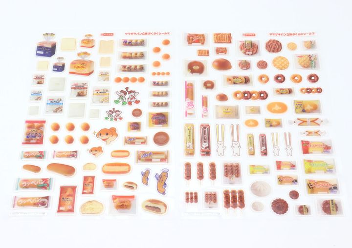 ヤマザキパンのパンや菓子を模した立体シール2シート