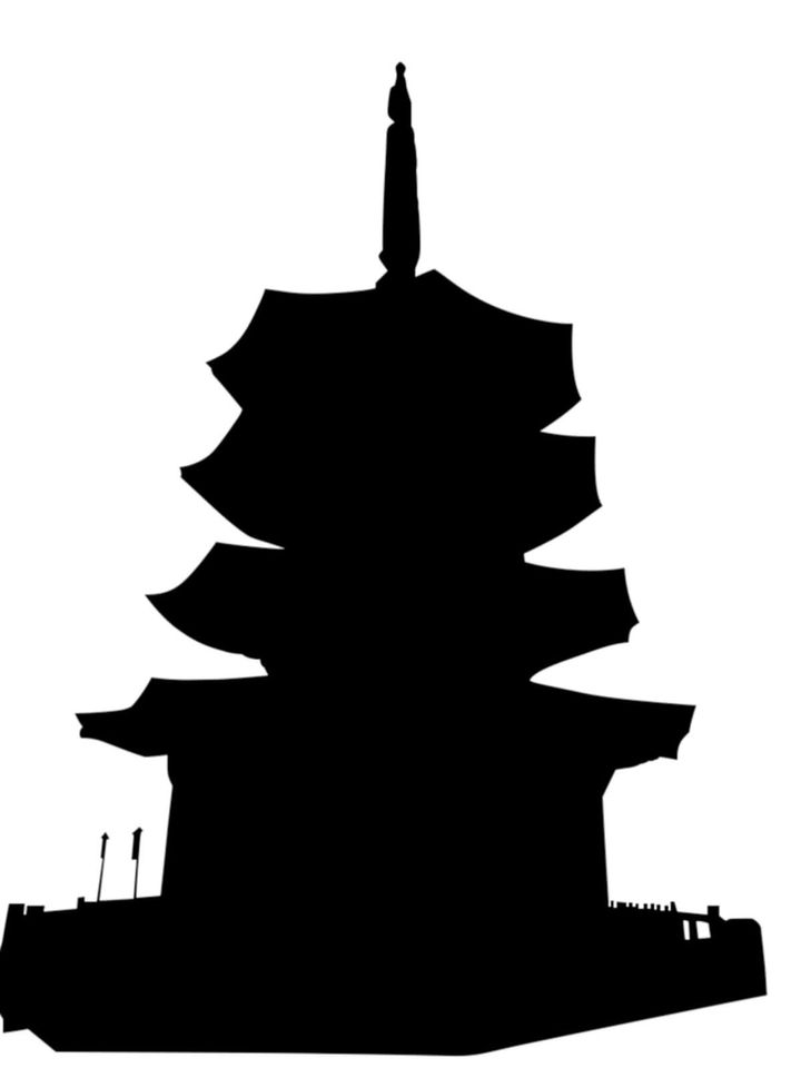 長野〈八角三重塔〉外観 シルエット