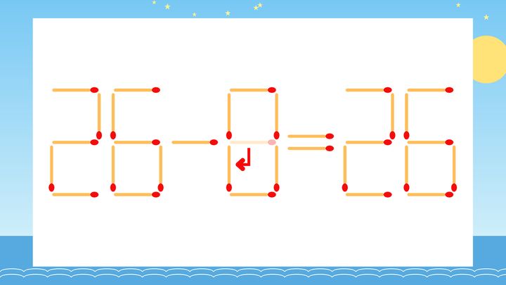 【マッチ棒クイズ】1本だけ動かして正しい式に：26-9=26？の解答画像