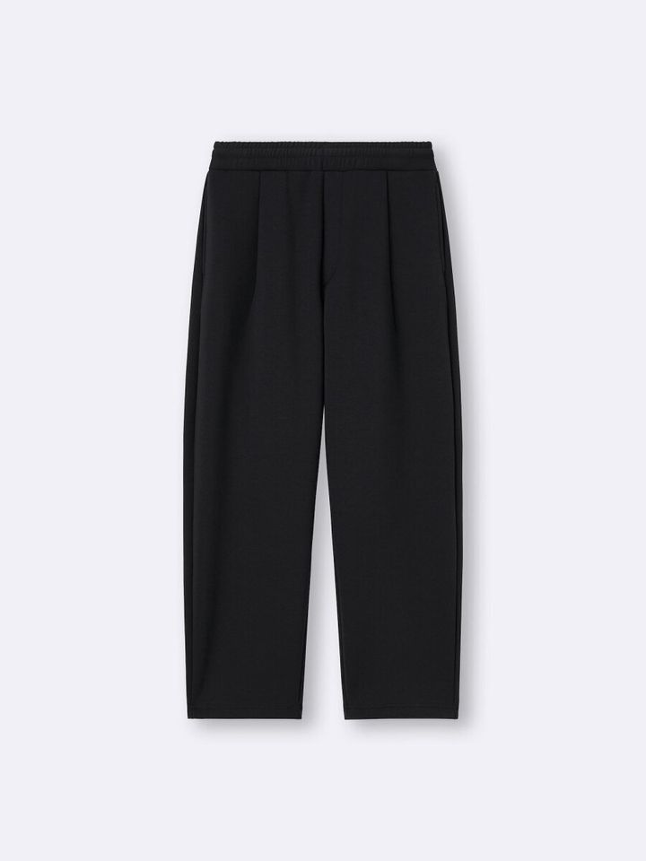 黒のハリ感があるパフスウェットキャロットパンツ