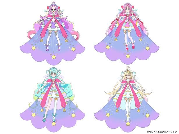 キュアアンサー、キュアミスティック、キュアエクレール、キュアアルカナの「スターキラリングフォーム」 [c]ABC-A・東映アニメーション