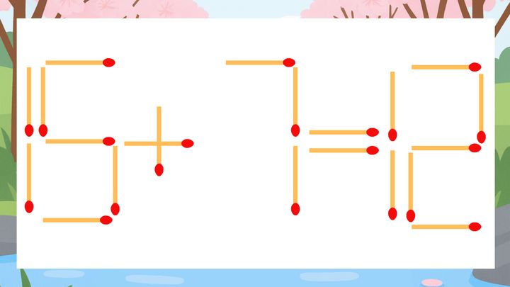 【マッチ棒クイズ】1本だけ動かして正しい式に：15+7=12？の問題画像