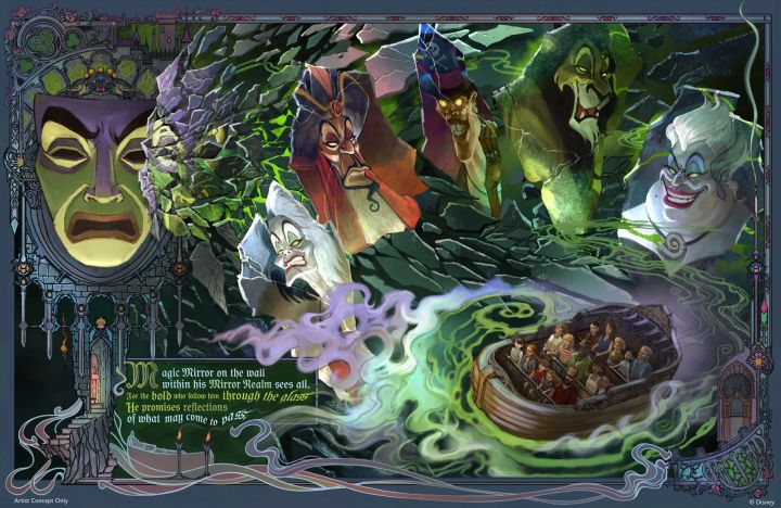 Villains Land 魔法の鏡のアトラクションのコンセプトアート