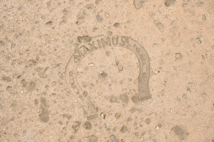 地面のMAXIMUSの刻印