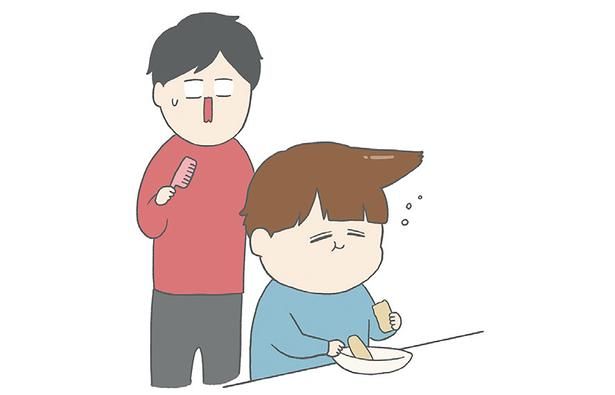 寝癖にびっくり （C）チリツモル／KADOKAWA