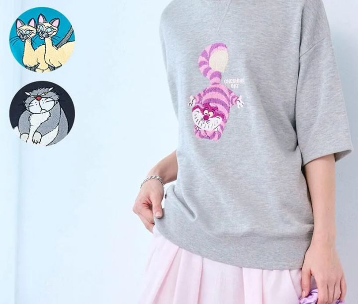 ユニセックスサガラ刺繍半袖ミニ裏毛プルオーバー