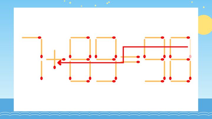 【マッチ棒クイズ】1本だけ動かして正しい式に：7-89=98？の解答画像