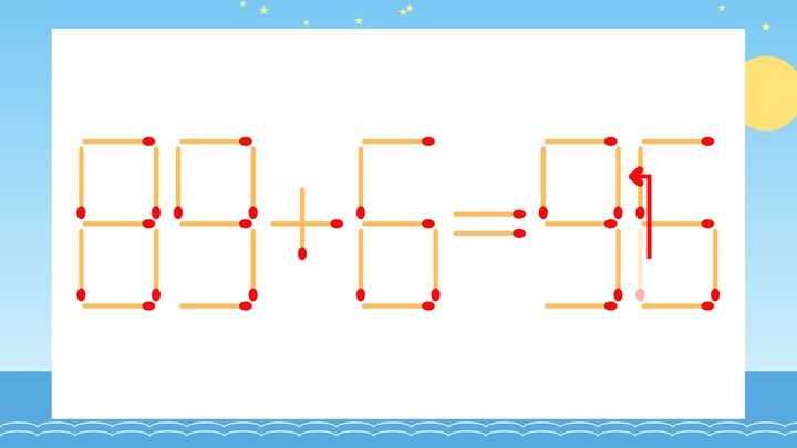【マッチ棒クイズ】1本だけ動かして正しい式に：89+6=56？の解答画像