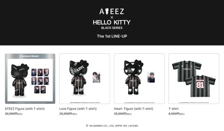 「ATEEZ × ハローキティ」「HELLO KITTY “BLACK SERIES”」第一弾ラインナップ