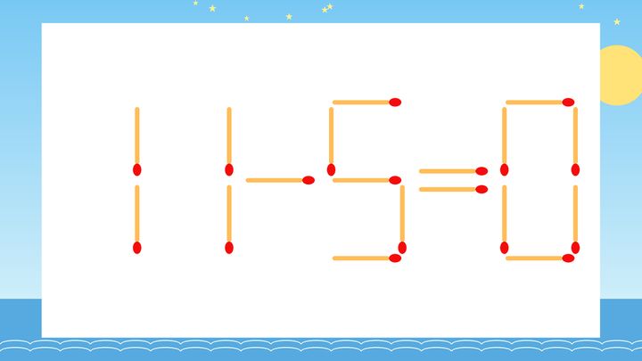 【マッチ棒クイズ】1本だけ動かして正しい式に：11-5=0？の問題画像