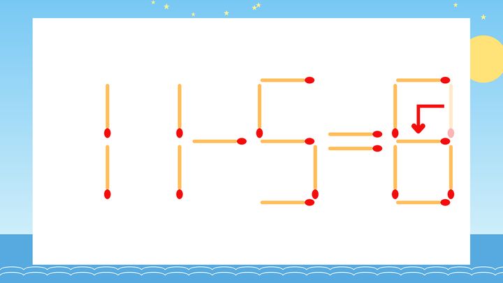 【マッチ棒クイズ】1本だけ動かして正しい式に：11-5=0？の解答画像
