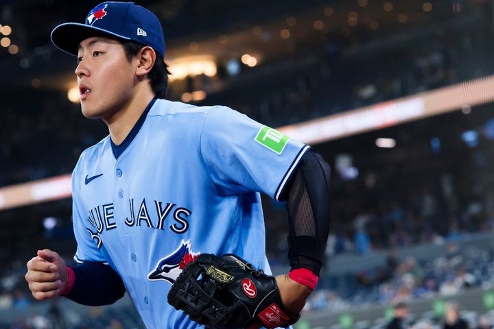 ブルージェイズの岡本和真（C）Getty Images