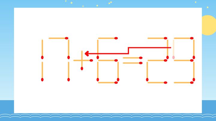 【マッチ棒クイズ】1本だけ動かして正しい式に：17-6=29？の解答画像