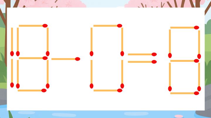 【マッチ棒クイズ】1本だけ動かして正しい式に：18-0=8？の問題画像