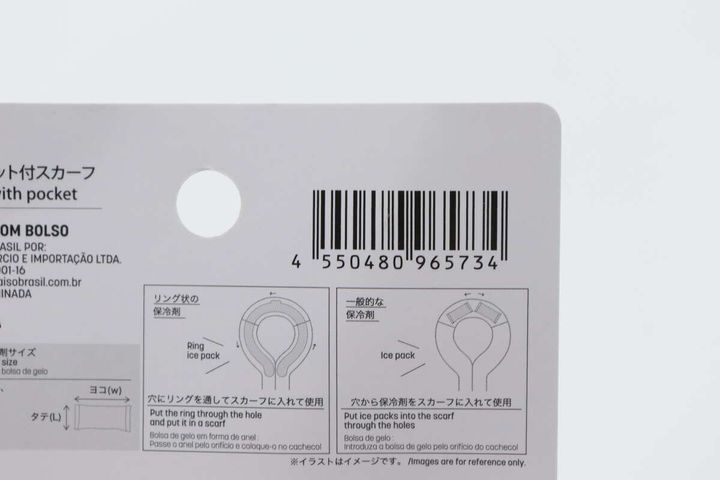 パッケージ裏面に記載された保冷剤のセット方法