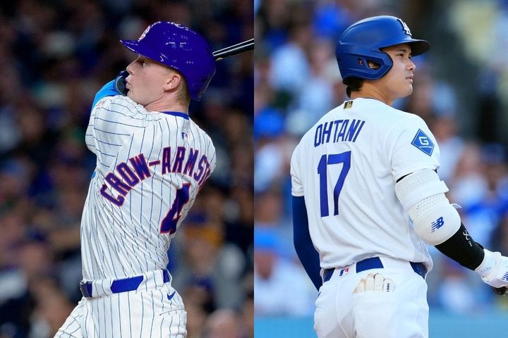 ピート・クロウ=アームストロング（左）と大谷翔平（C）Getty Images