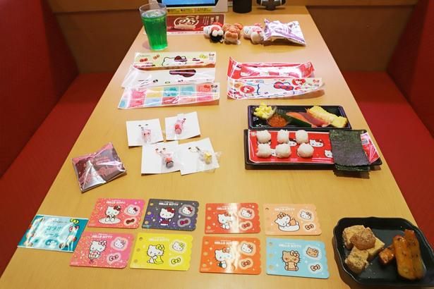 メディア向け試食会でお披露目された、スシロー×ハローキティ第2弾のコラボ商品