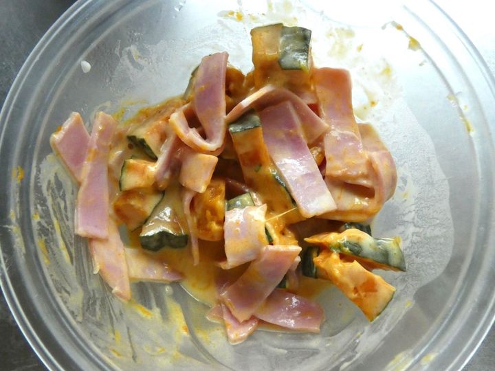 食べ応えバッチリ！「かぼちゃとベーコンのフリッター」