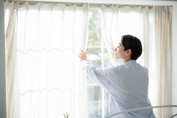 朝日を浴びる