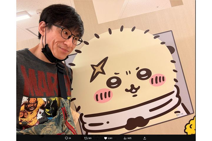 くら寿司のコラボ初日に「ちい活」を楽しむなだぎ武さん／画像はなだぎ武さんのX（@nagi_nagio）より